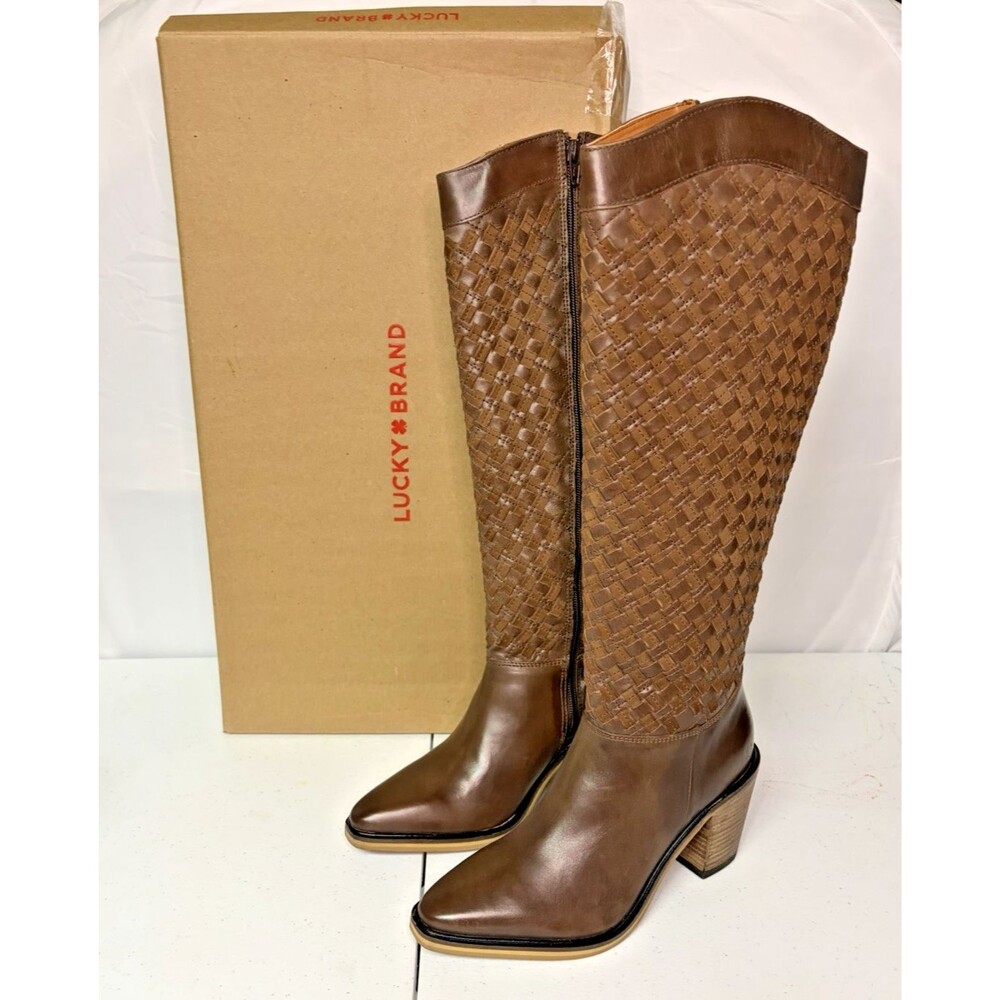 Lucky Brand Abeny Block Heel Tall Western Boots Women's Size 6.5 M New
